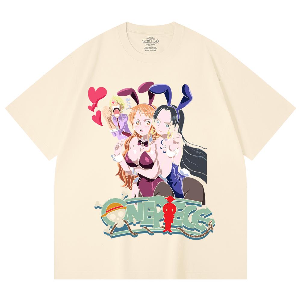 

230 Gsm 100% Cotton One Piece V53 Nami Boa Print Unisex Heavy Cotton T Shirt XS абрикосовый