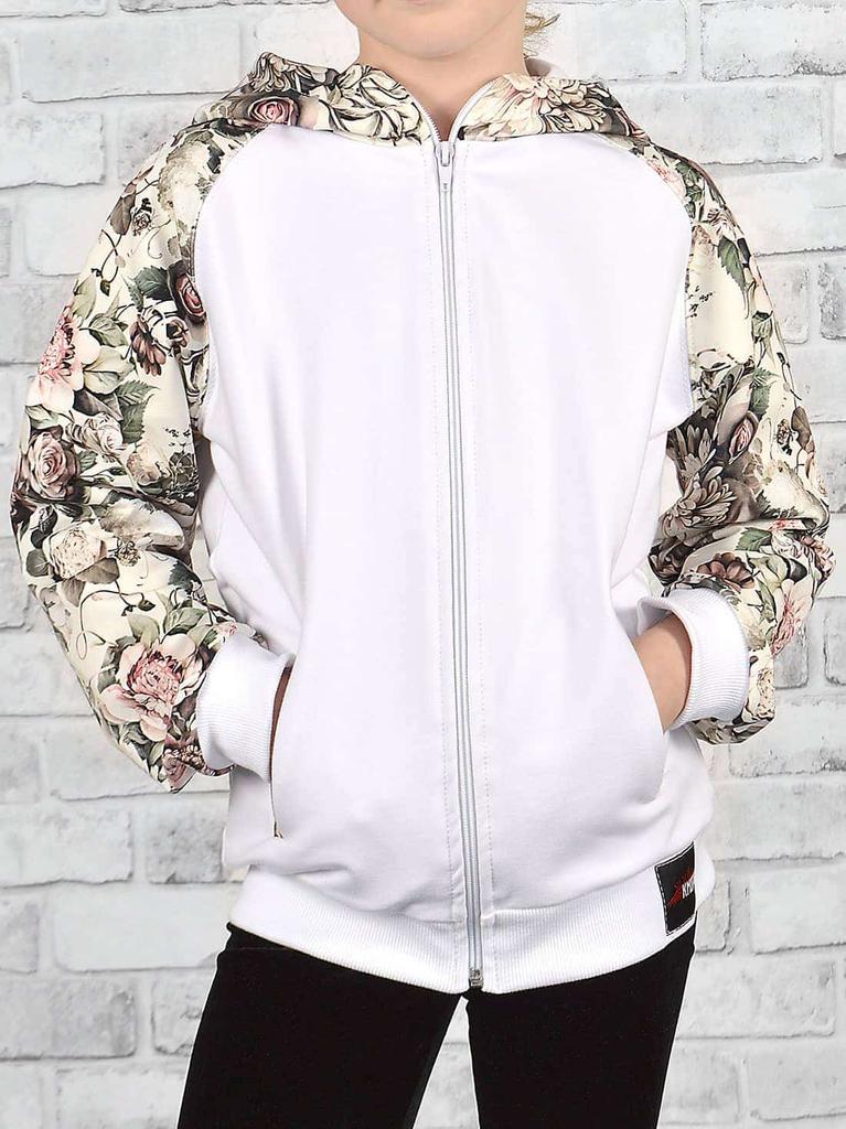 Mädchen Pullover mit Kapuze Blumenmuster