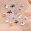 100Pcs Cute Mini Cartoon Halloween Bat, Ghost Nail Art Resin Designer Charms DIY Craft For Nail 3D Decorations Jewelry