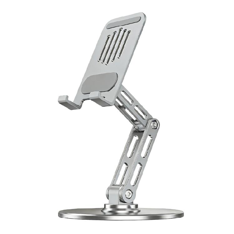 

NonSlip Secure Base Foldable Desktop Stand With 360 Rotation and Triple Axises Adjustment for Tablets Phones серебряный
