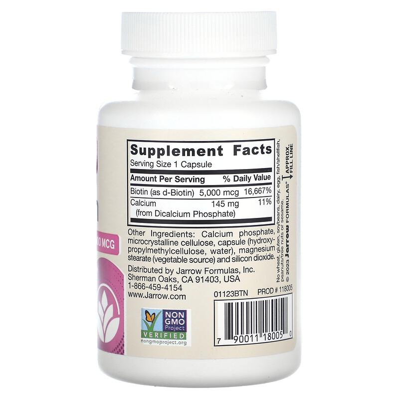 Biotin, 5,000 mcg, 100 Veggie Capsules