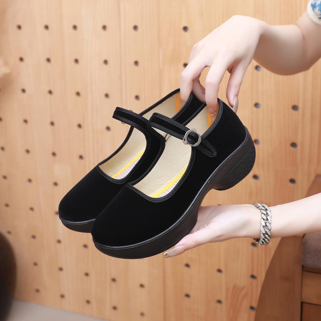 Fashion Women Fashion Sweet Light Weight Black Platform High Quality Buckle Strap Shoes Lady Casual & Retro Dance Flat Shoes 2025