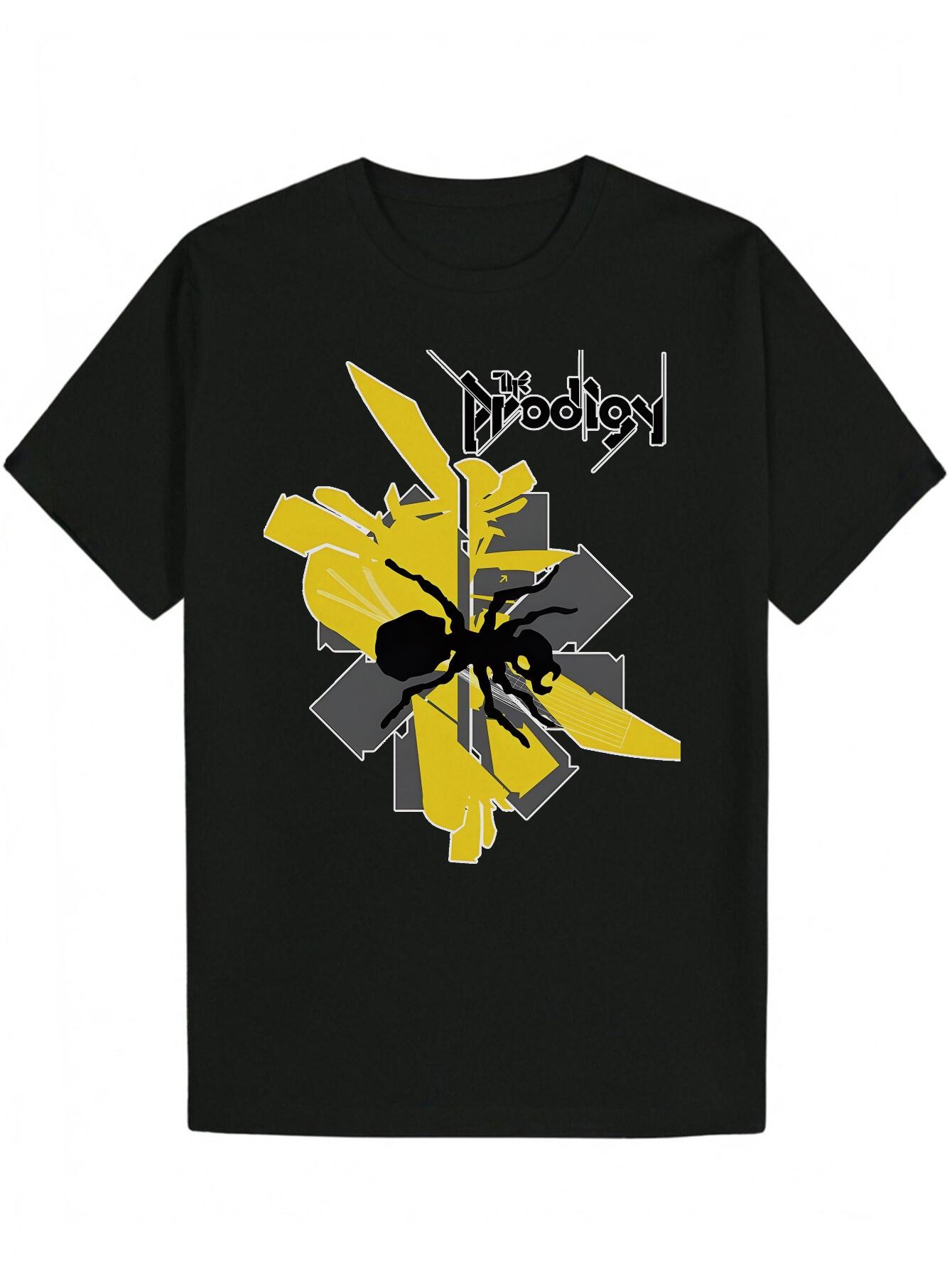 Polyester T-shirt with Bold Yellow Butterfly Graphic - Round Neck XXXL