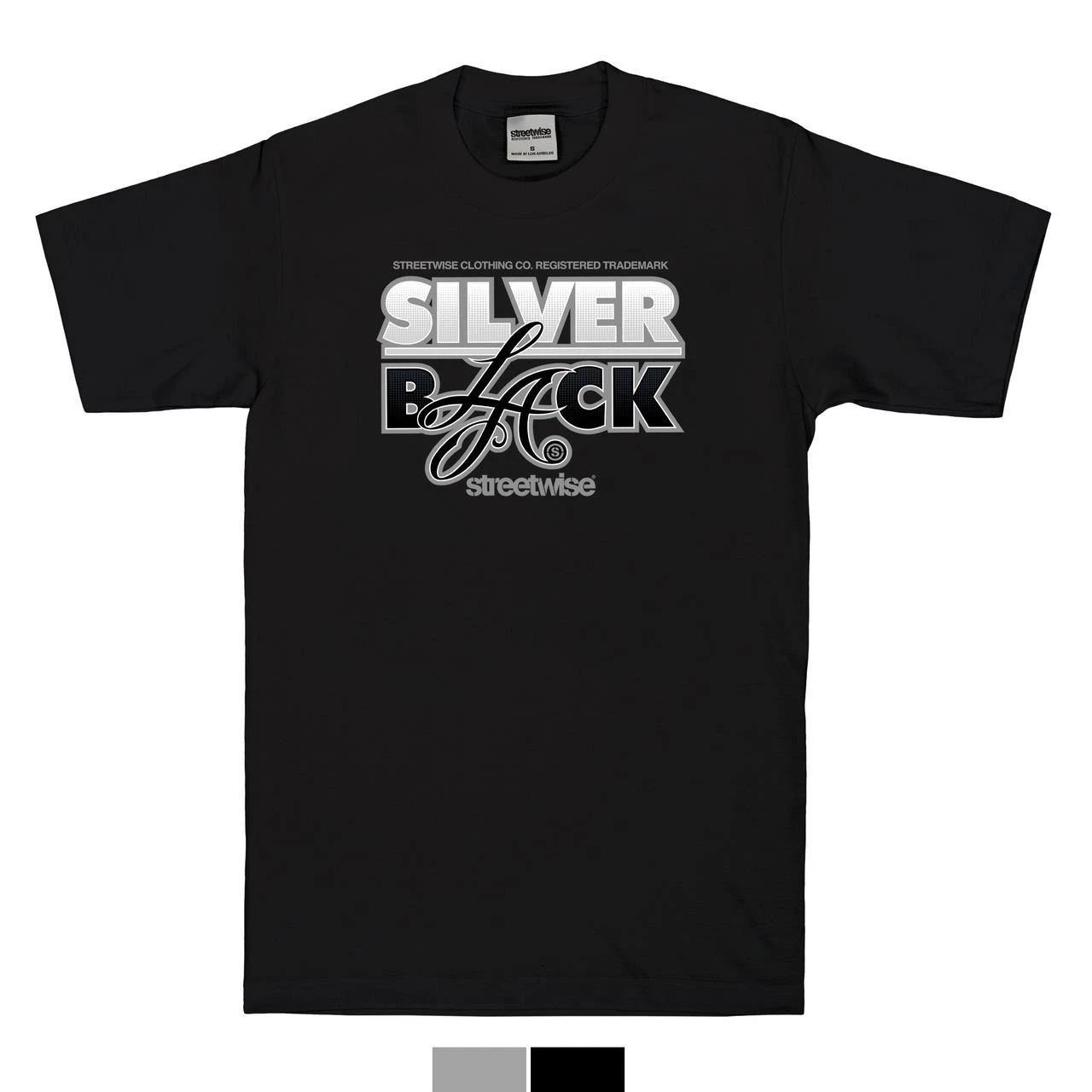 Streetwise Silver and Black 100% Cotton T-shirt Mens Tees Top - Streetwear 4XL