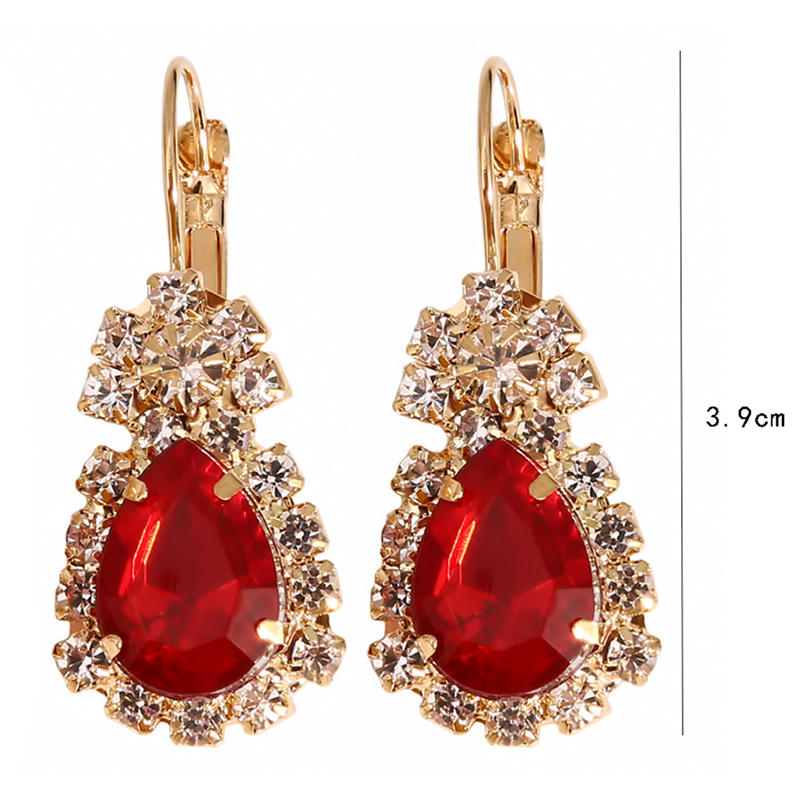 Fashion Women Water Drops Coloured Water Drill Necklace Earrings Ring Set Shining Bride Jewelry