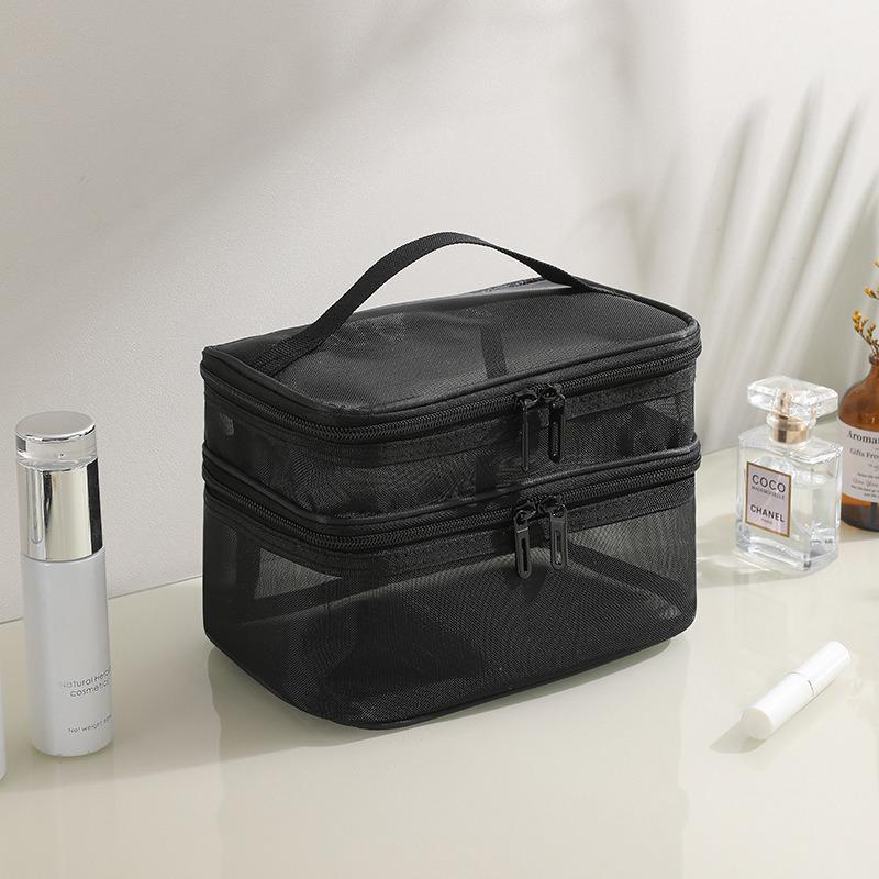 

Nylon Double-Layer Mesh Cosmetic Bag: Spacious, High-End, 3D Design with Partitioned Storage