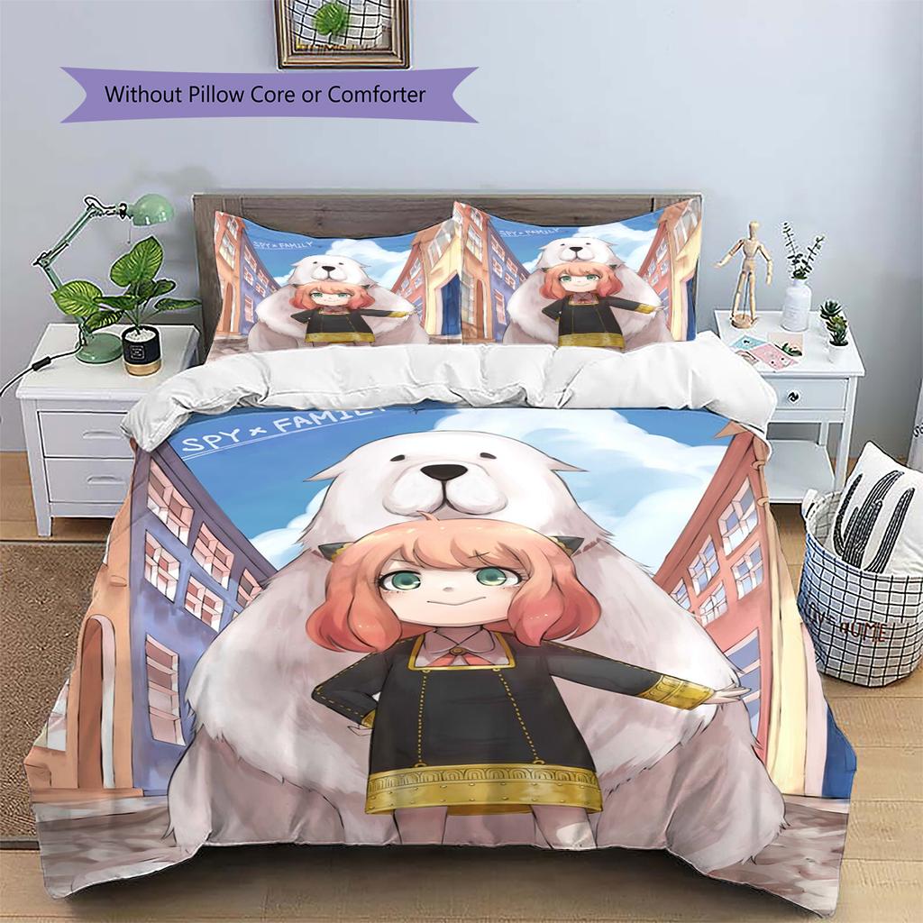 Set Copripiumino Trapuntato con Fantasia Cartone Animato Federa Decorazione per la Casa Regalo di Compleanno (1 * copripiumino + 2 * federa, senza nucleo)