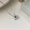 Yinruitai S925 Sterling Silver Emerald Square Necklace - Slim, Luxurious, and Exquisite Clavicle Choker for Women