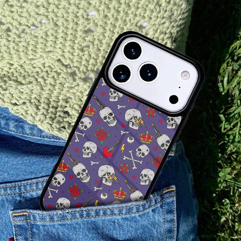 Vintage-Skulls Phone Case For iPhone 17 AIR 16 Pro Max 15 14 Pro 11 12 13 Shockproof Silicone Cover