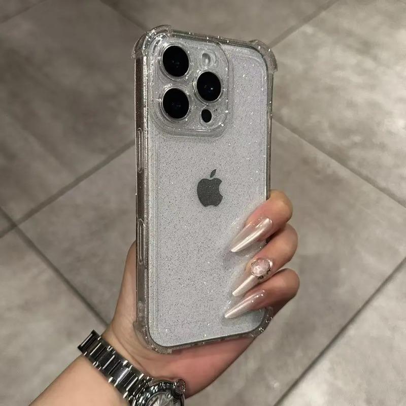 Luxury Bling Glitter Clear Phone Case For iPhone 17 Air 6 15 14 13 12 11 17 Pro Max  Shockproof Transparent Silicone Soft Cover