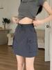 Women's A-line Grey Drawstring Midi Skirt - Slimming, Elastic Waist, Summer Casual Workwear