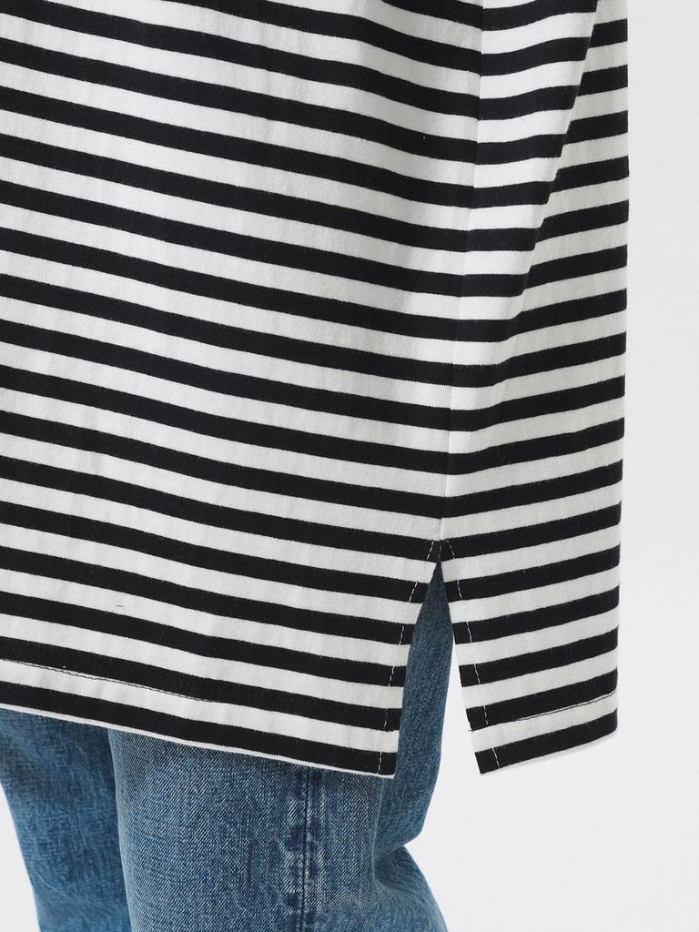 Beams Boy Tee Bias Frill Big One Size S/S [Special Order] TORI-TO T-Shirt, Women's, Black/White,