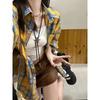 American Retro Niche Design Short-sleeved Plaid Shirt Women's Thin Summer Sunscreen Jacket Small Loose Shirt
