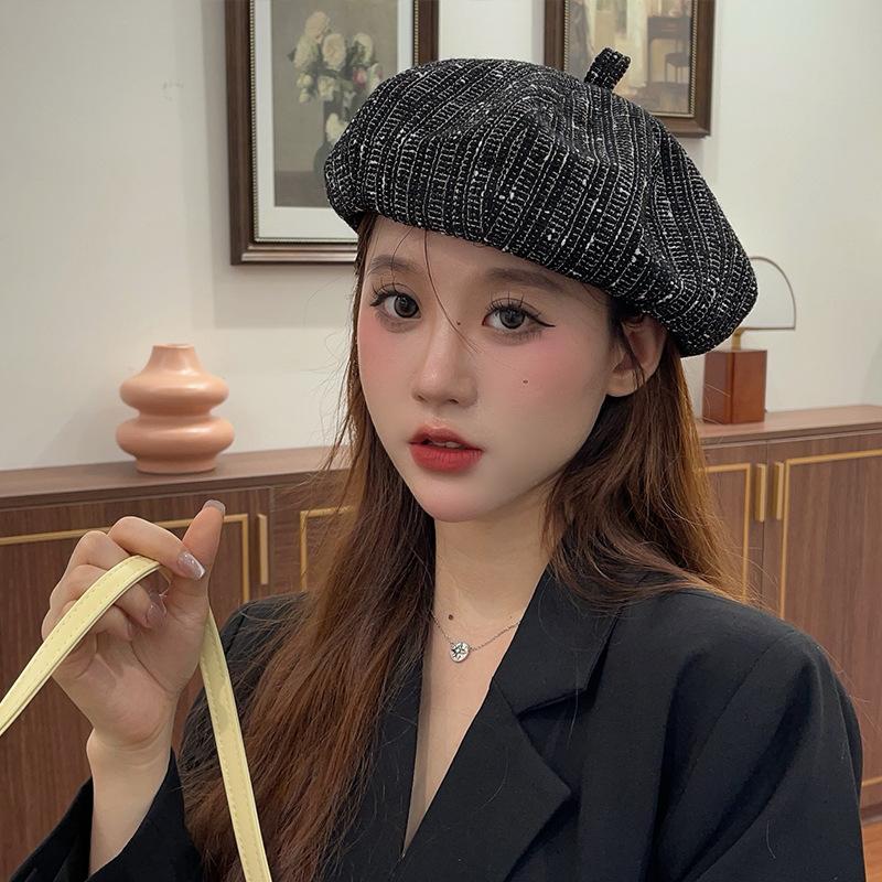 

Осенне-зимняя шляпа женская в стиле Сяосян, темпераментный берет, литературная ретро, подчеркивающая лицо, шляпа маленького художника, корейская версия, трендовая кепка газетчика M（56-58cm）
