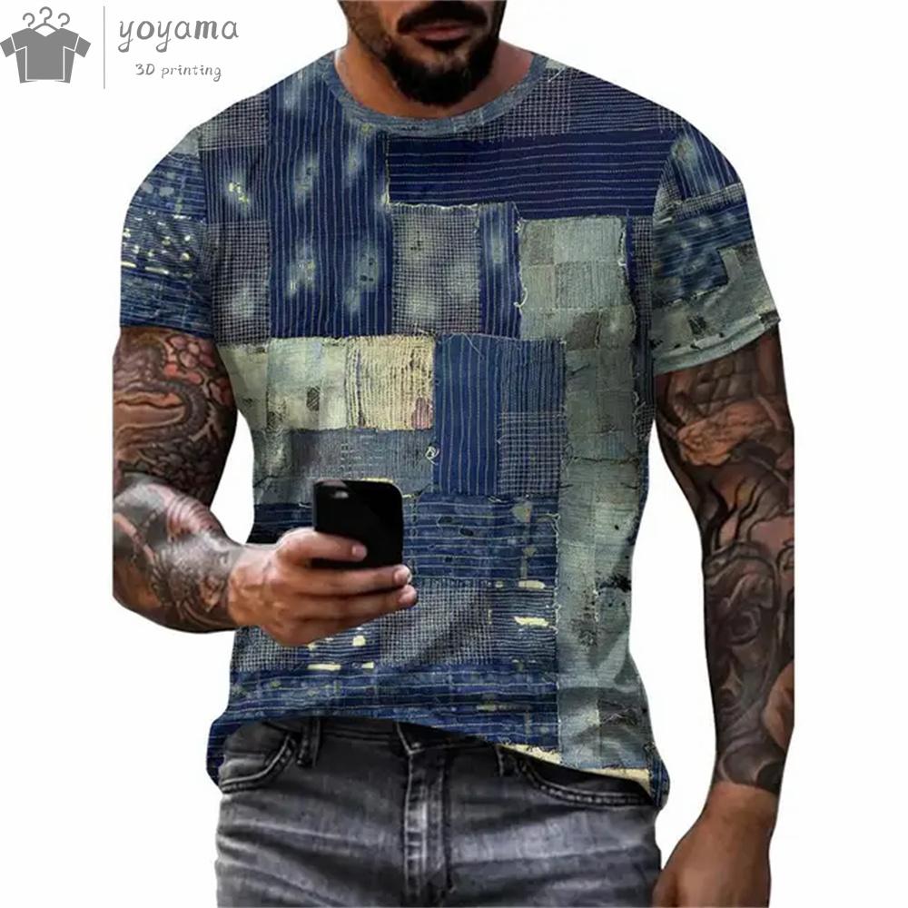 Men's T Shirt 3D Digital Patchwork Graphic Print Men Designer Men's T-Shirts Men's Summer Clothes Short Sleeve Tee Street Tops