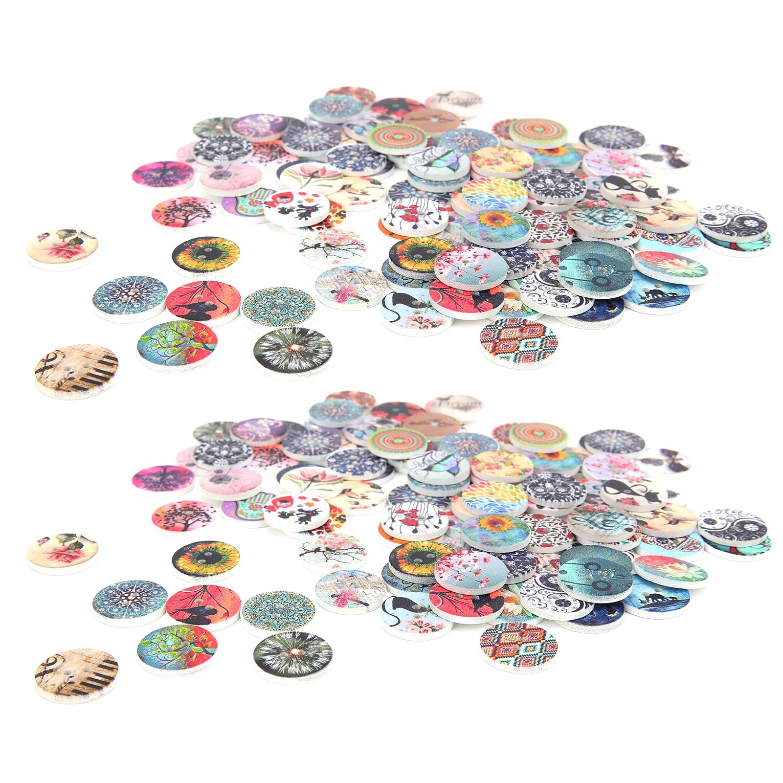 

200 шт. деревянные пуговицы ручной работы с 2 отверстиями круглой формы, деревянные швейные пуговицы для рукоделия, 20 мм