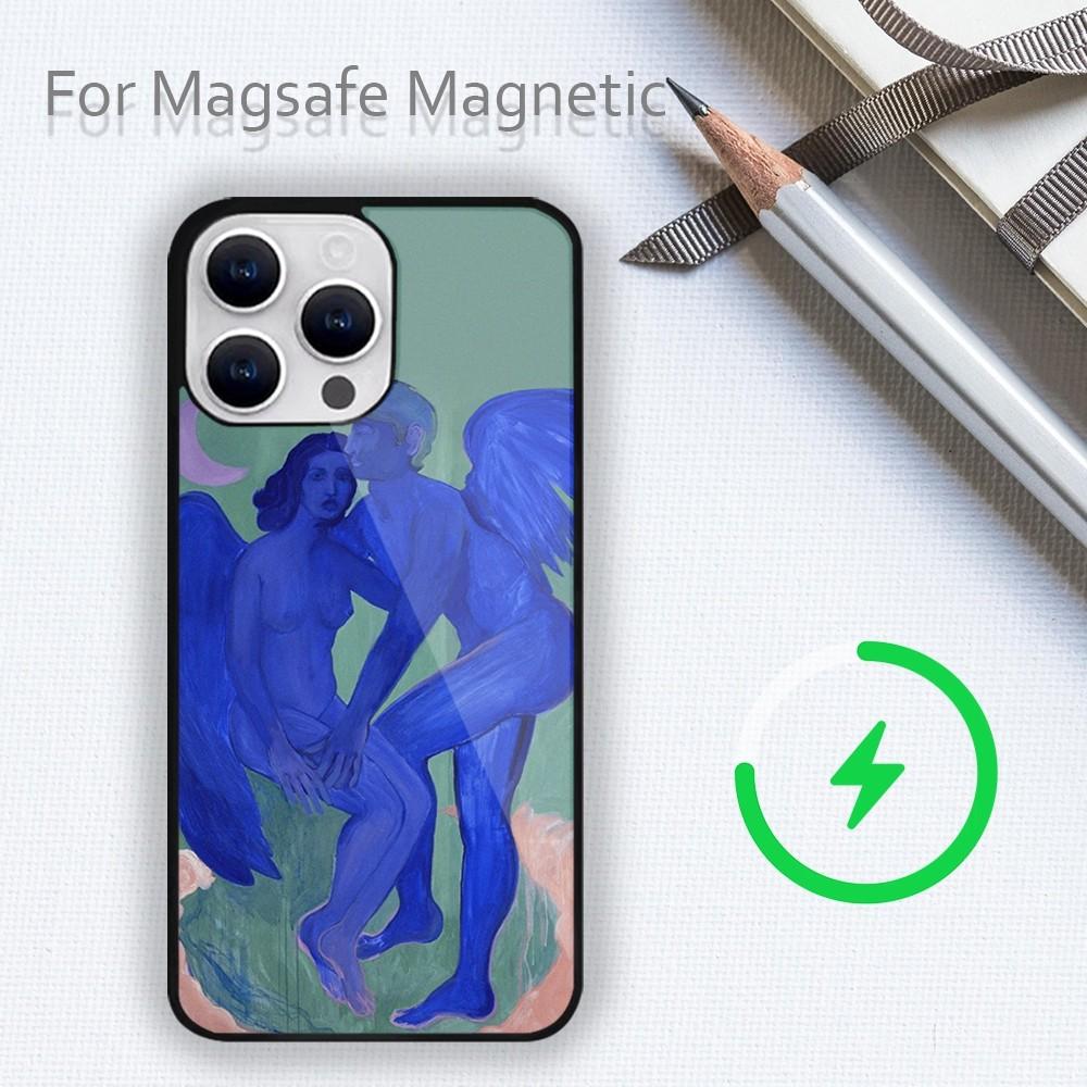 Amybeager Art Etui na telefon dla iPhone 15 14 13 12 11 Plus Pro Max Magsafe Magnetyczne Ładowanie Bezprzewodowe