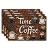4er-Pack quadratische Tischsets (12 x 18 Zoll) | Modische Polyester-Tischsets im Kaffee-Design, Ideal für Kaffeeliebhaber und Feiertagsversammlungen