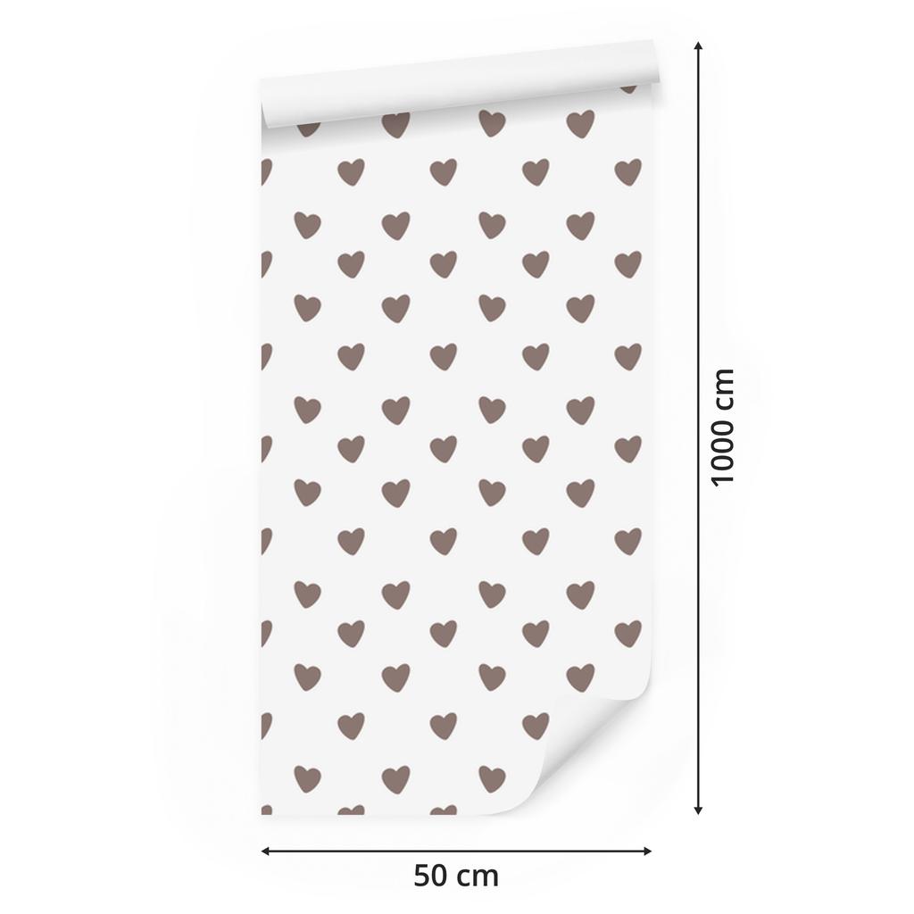 Heart Wallpaper White, Light Gray and Red 50x1000