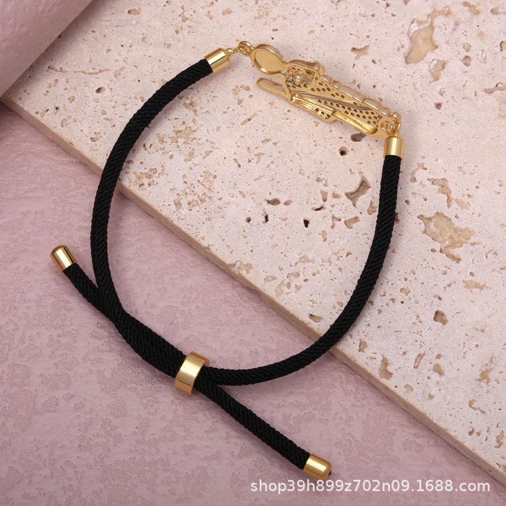 European Fashion Saint Jude Micro-set Zirconia Accessories with Copper Gilded Adjustable Cotton Rope