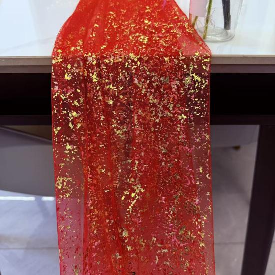 Gauze Table Runners Sheer Chiffon Tulle Cheesecloth with Glitter Metallic Foil for Wedding Birthday Party Anniversary Dining Table Decor