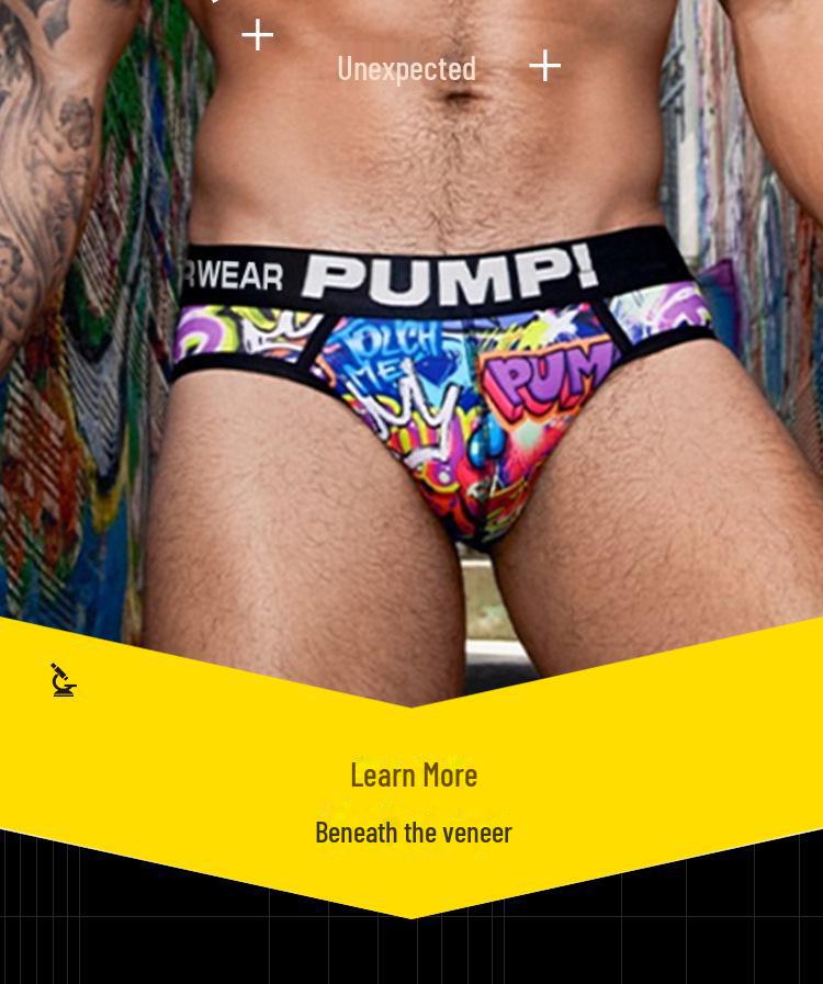 Underwear Pump Fashionable Mens Trendy Graffiti Print Cool Nylon Sports Briefs Breathable Sexy