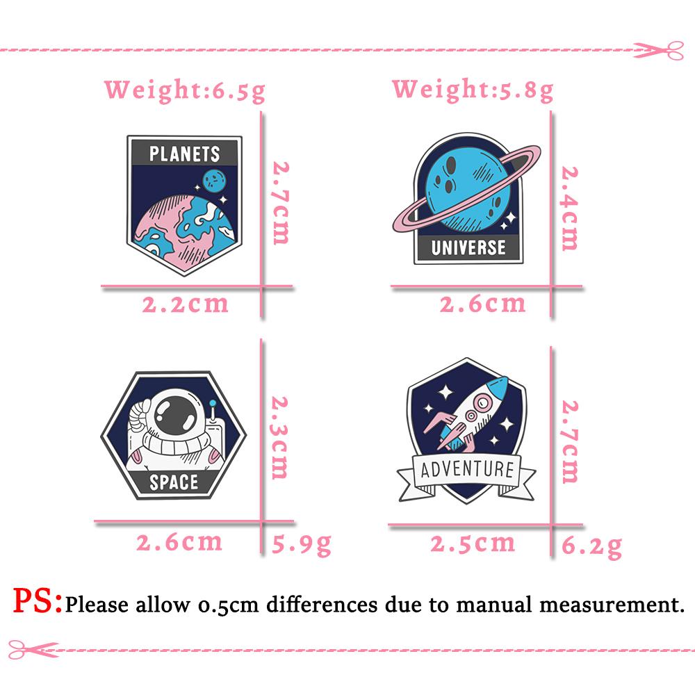 Creative Explore Universe Lapel Pins Space Astronaut Planet Adventure Brooches for Kids Friends Cartoon Custom Bag Badge Jewelry