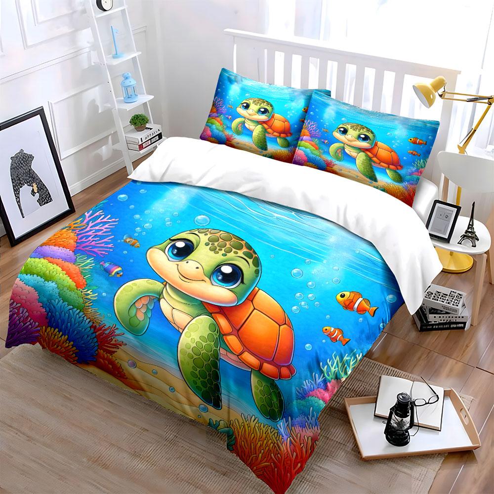 "Adorable Underwater Turtle Bliss" Bedding Sets Duvet Covers Pillowcases(1* Duvet Cover 2* Pillowcases Without Duvet Insert)
