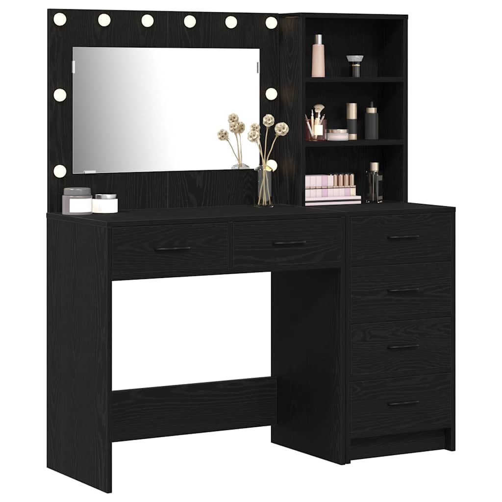 Makeup Table with Shelf Black 78.5 X 41 X 135 Cm Engineered Wood