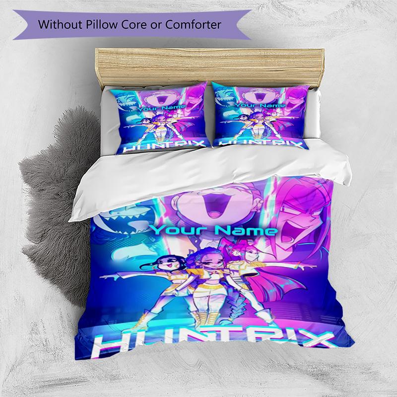 Huntrix Adventure Custom Name Text Print 1Pc Bedding Set Duvet Cover With Two Pillowcases Soft Bed Linen For Household Bedroom