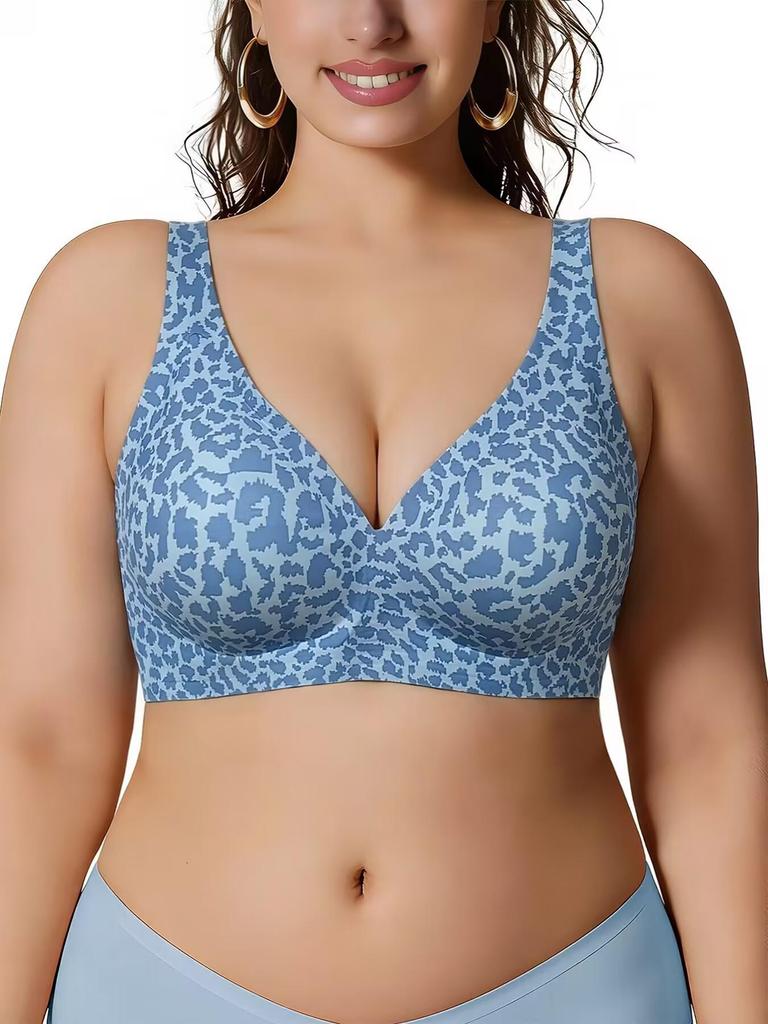 Plus Size Push-Up Sports Bra - Deep V Anti-Sagging Lingerie