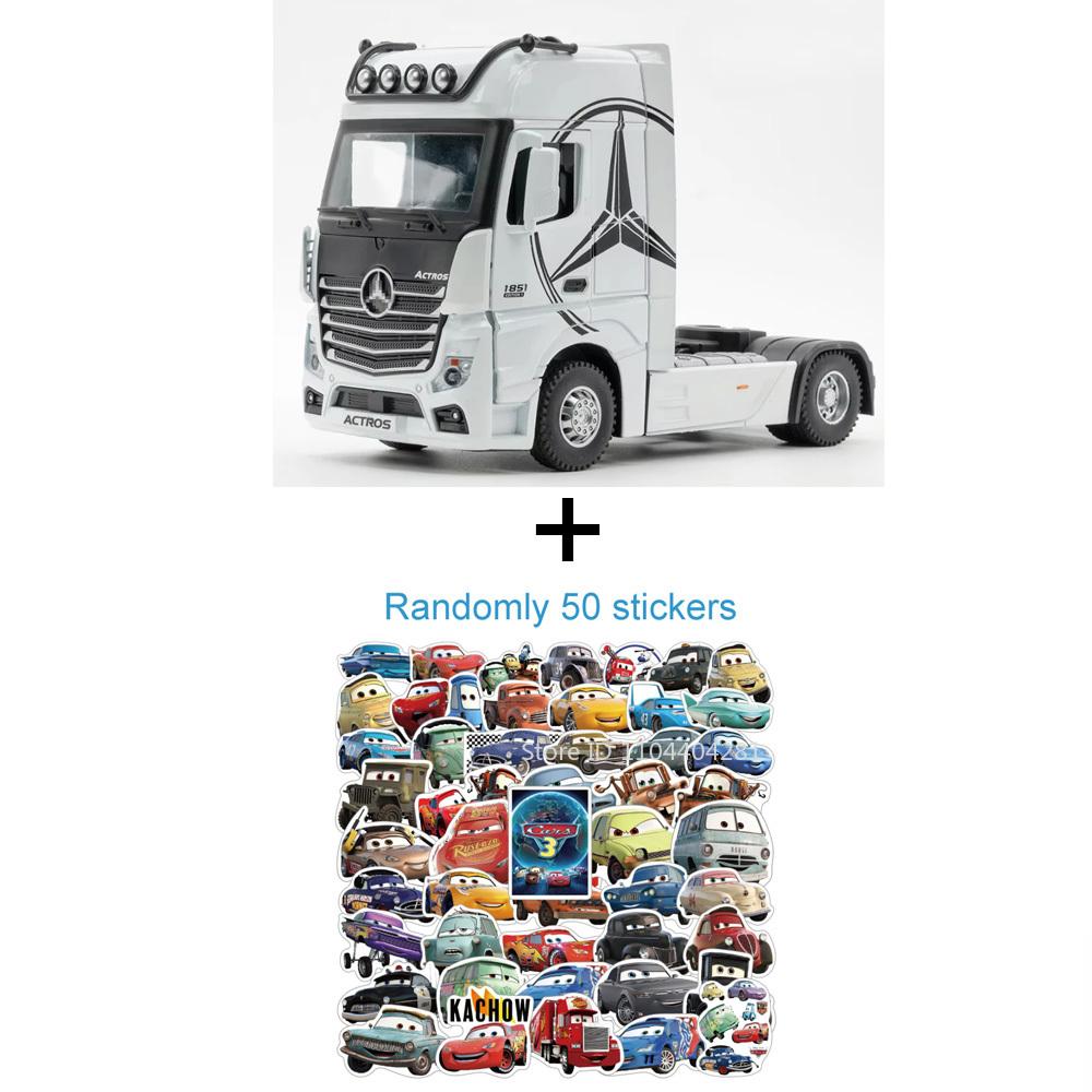 1:36 Actros Alloy Trailer Truck Models Toys Diecast Car Doors Openes Sound Light Rubber Tires Miniature Vehices Children's Gifts