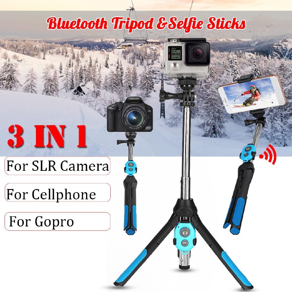 Składany statyw selfie 3 w 1 bezprzewodowy z pilotem bluetooth, wysuwany monopod do iPhone'a, kamery, Gopro