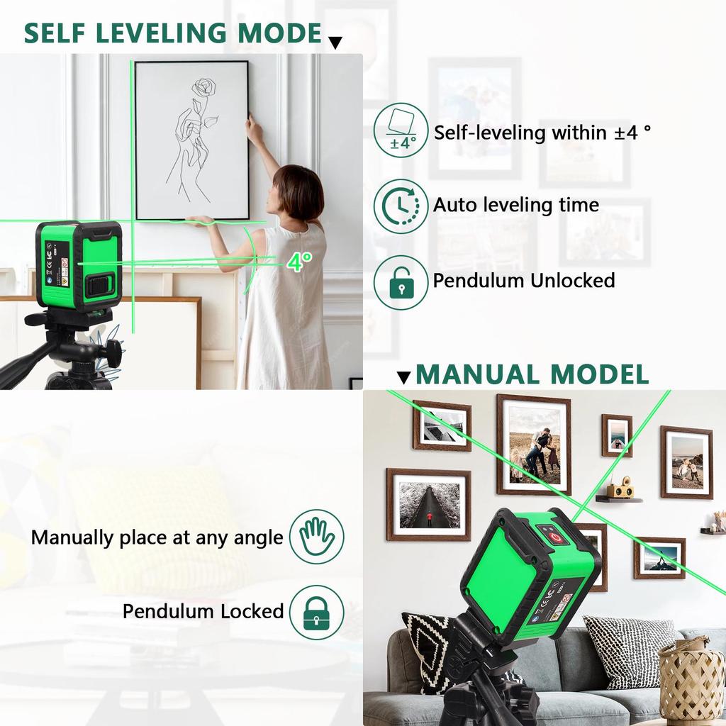 Hongsheng Green Laser Cross Line Level: Mini, High Precision, Strong Light