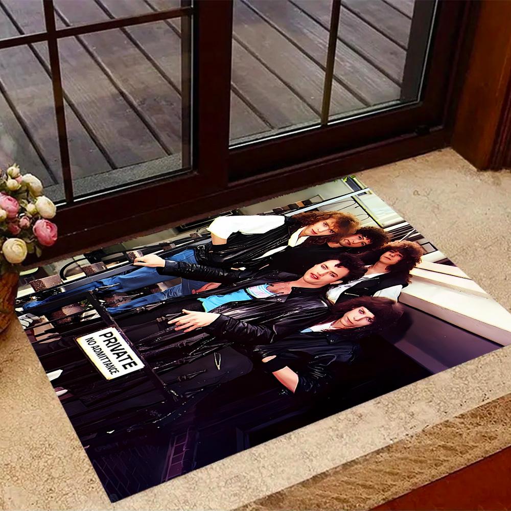 Queen Rock Band In Black Leather Themed Anti-Slip Rugs - Polyester Home Decor, Suitable for Bedrooms, Living Rooms, Doorways, Studios, and Decorations