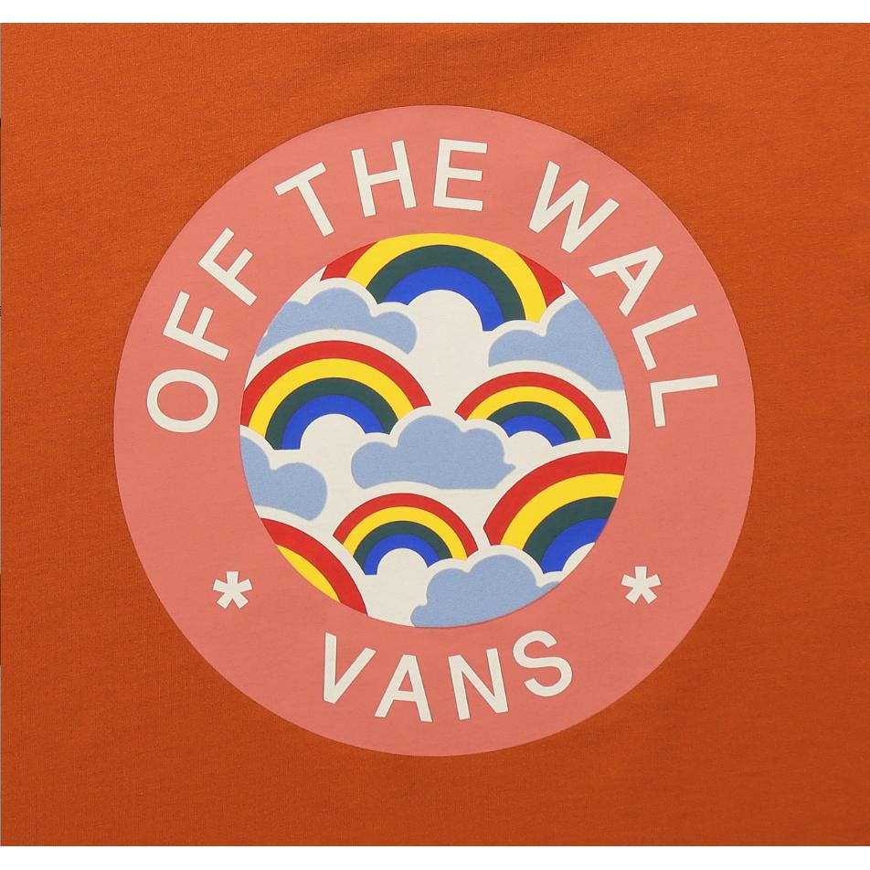 Vans Logo Embroidered Print Casual Crew Neck Short Sleeve T-Shirt Women Tops Orange VN0A54INUXS