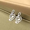 Heart Shaped Earrings For Woman Fashion Geometry Zircon Music Symbols Gold Plated Stainless Steel Lover Singer Graduation Gift