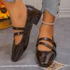 Fashion Women Simple and high-quality High Heel Square Toe Casual 2025 High Quality Ladies Shoes Buckle Strap Solid Fashion
