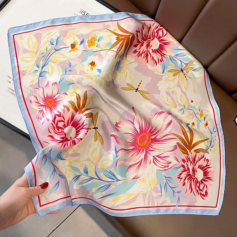 2025 Fashion 100% Nature Silk Square Scarf Women Female Foualrd Neckerchief Neck Ties Small Scarves Shawl Bandana Hijab Pashmina