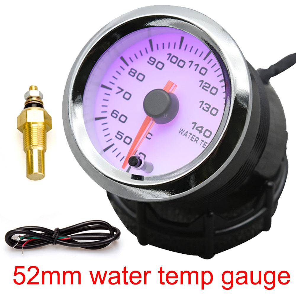 52mm Oil Pressure Gauge Boost Tachometer Voltmeter Air-Fuel Ratio Water Temp Oil Temp EGT Gauge Change 7 Colors Fit for 12V Car