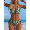 Le Nouveau Maillot de Bain Bikini Splicing à Col Divisé Imprimé Européen et Américain pour Femme Est Sexy