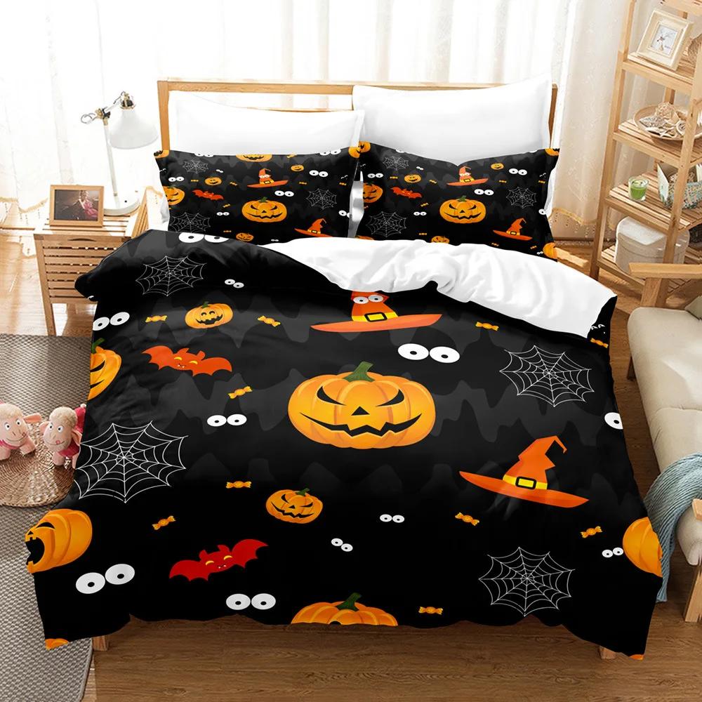 Halloween Duvet Cover Cartoon Pumpkin Twin Comforter Cover Lantern Bedding Set Ghost Quilt Cover For Kids Boys Girls