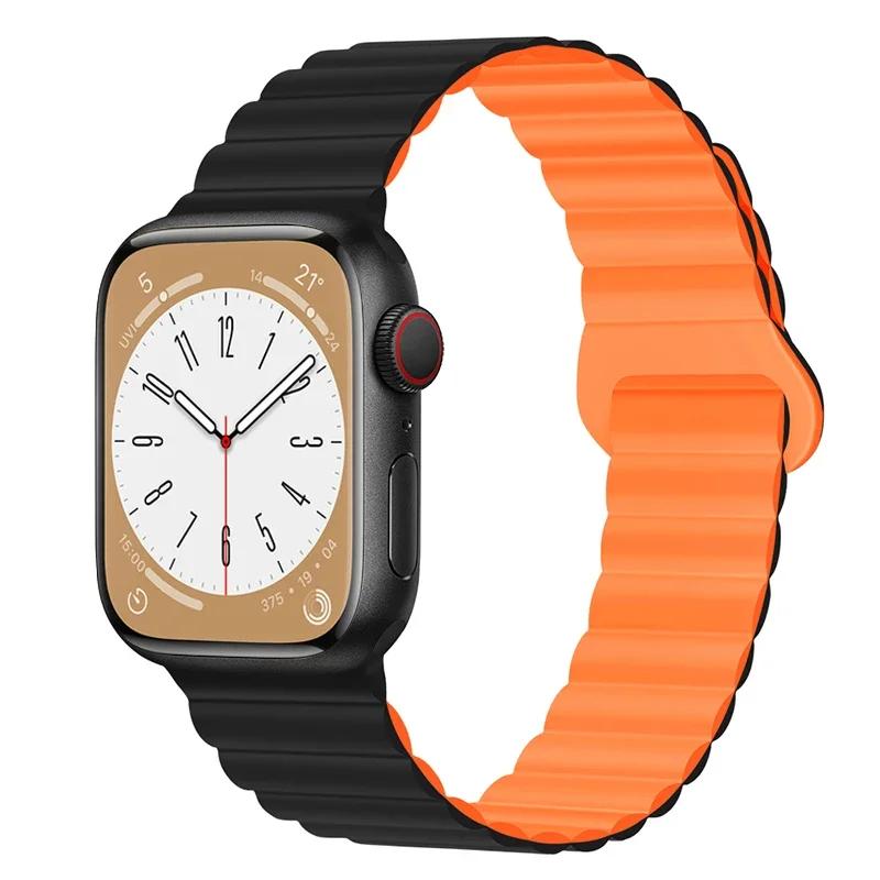 Magnetic Loop For Apple Watch Band 44mm Ultra 49mm 40mm 45-41mm Silicone Bracelet iWatch 10 9 8 7 6 5 SE For Correa Apple Watch