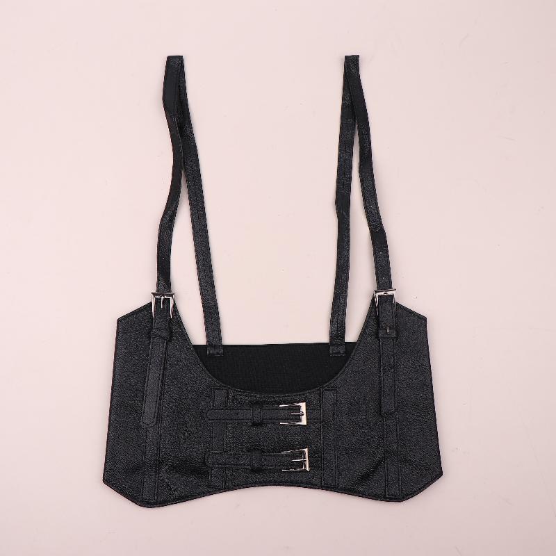 1Pc Women'S Waist Belt Underbust Corset Pu Leather Adjustable Punk Cummerbund Corset Wide Belts Dress Costume Waistband Cincher