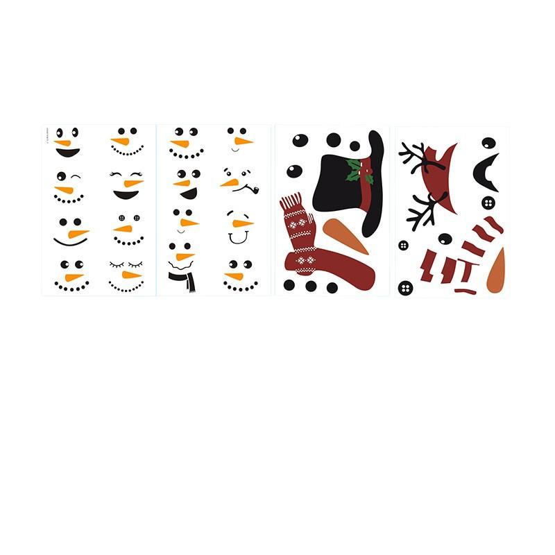 New Christmas Sticker Self-adhesive Snowman Window Sticker Cartoon Expression Refrigerator Sticker Home Wall Sticker