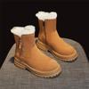 Women's Winter Warm Platform Snow Boots With Side Zipper Suede Ankle Booties With Faux Fur Lining Comfort Non-Slip Walking Combat Boot Shoes for Women