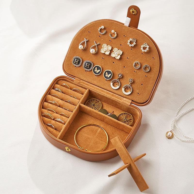 Boîte à Bijoux de Luxe Grande Capacité Cuir PU Boîte de Rangement pour Bagues Boucles d'Oreilles Nom Personnalisé Sac Cosmétique Portable de Voyage Pour Femme