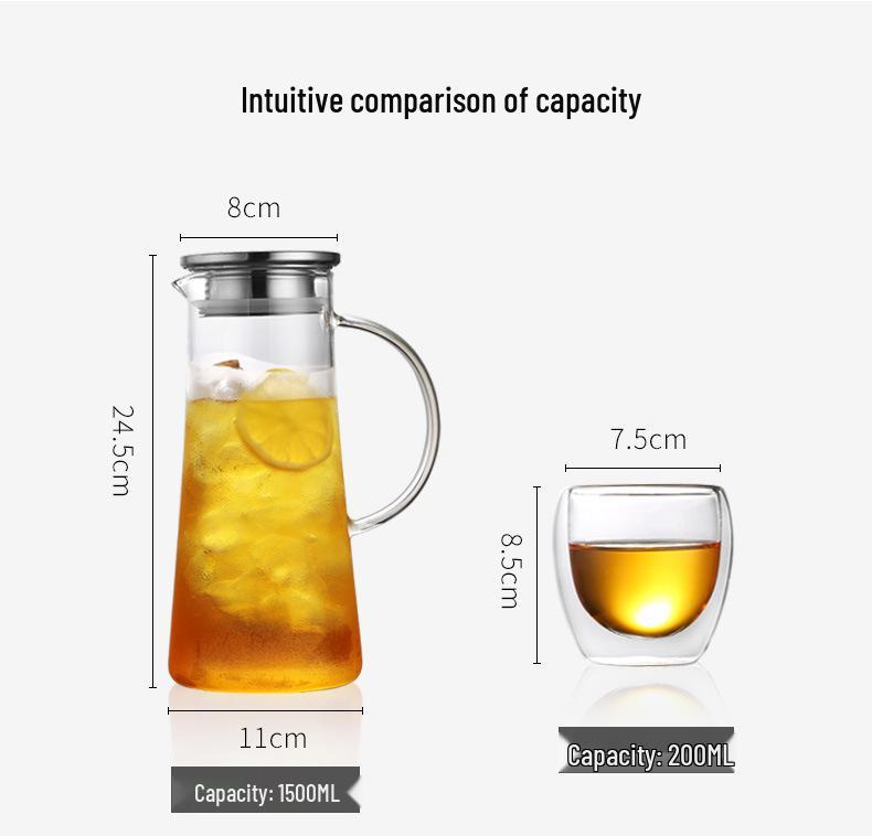 High Capacity Heat-Resistant Glass Kettle with Steel Lid & Filter