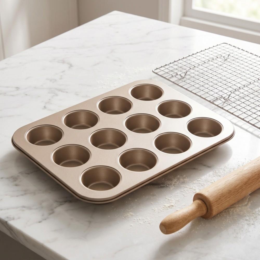 Carbon Steel Mini Muffin Pan 12-Cup Design Baking Pan Mini Bakeware Cupcake Tin Cupcakes Making