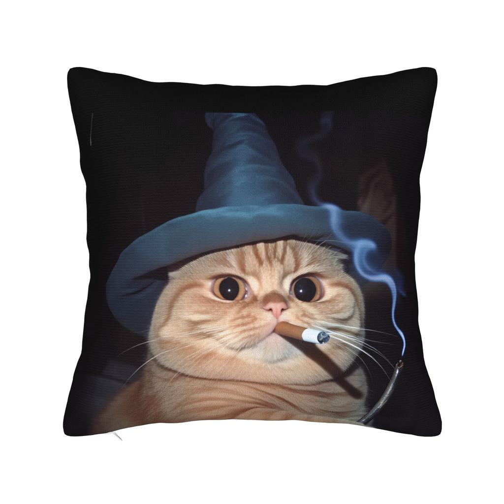 Katzen-Memes Lustiger Meme-Druck Kissenbezug Weicher Kissenbezug für Sofa Auto Heimdekoration Modischer Kissenbezug